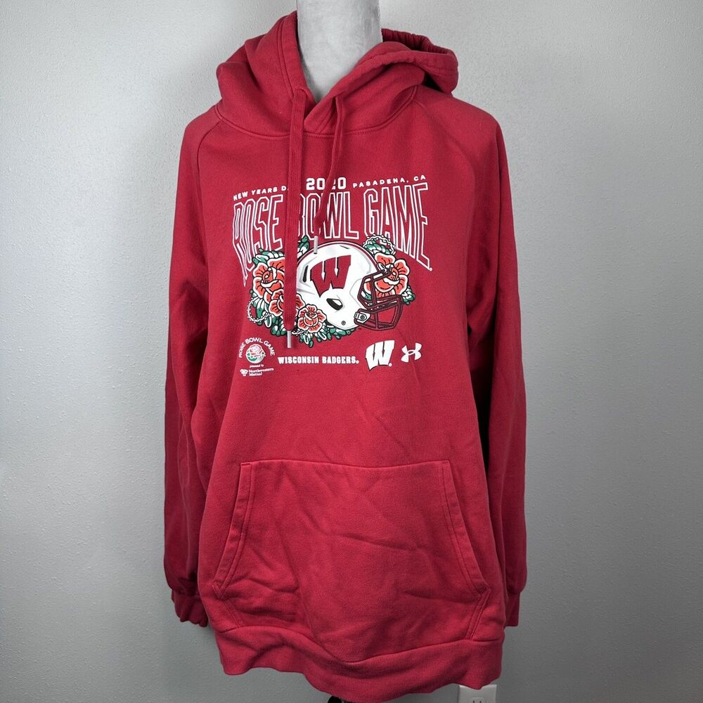 Under Armour Wisconsin Badgers 2020 Rose Bowl Hoodie Red Hooded Sweatshirt 2XL